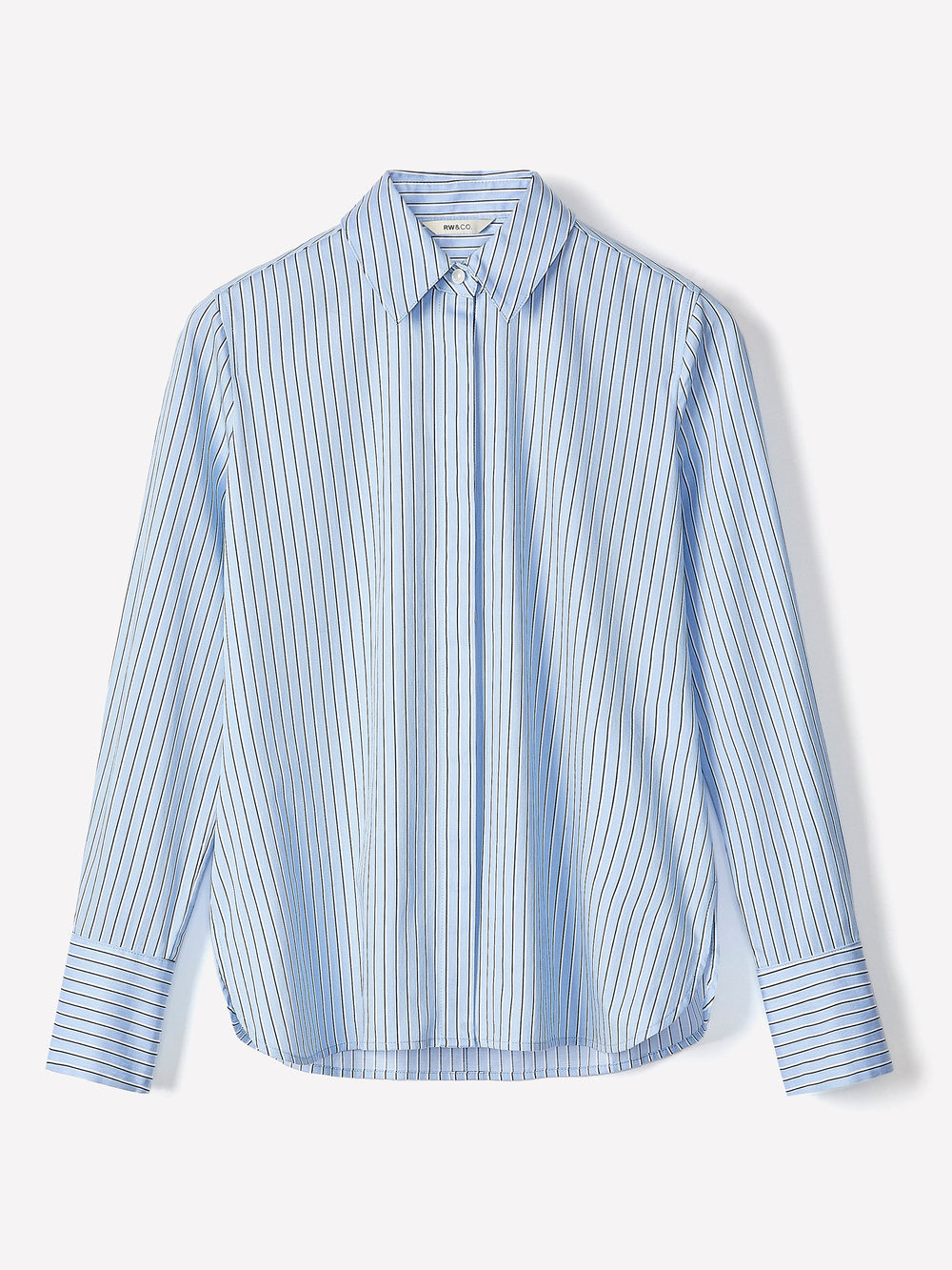 RW&CO Striped Fitted Long-Sleeve Poplin Blouse