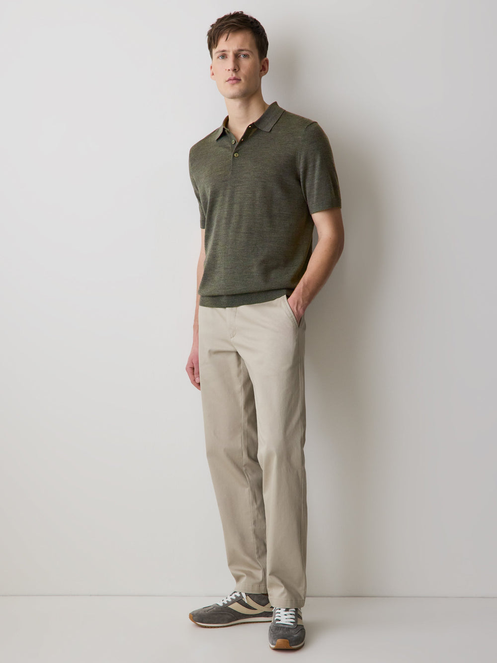 RW&CO Merino-Wool Short-Sleeve Polo Sweater