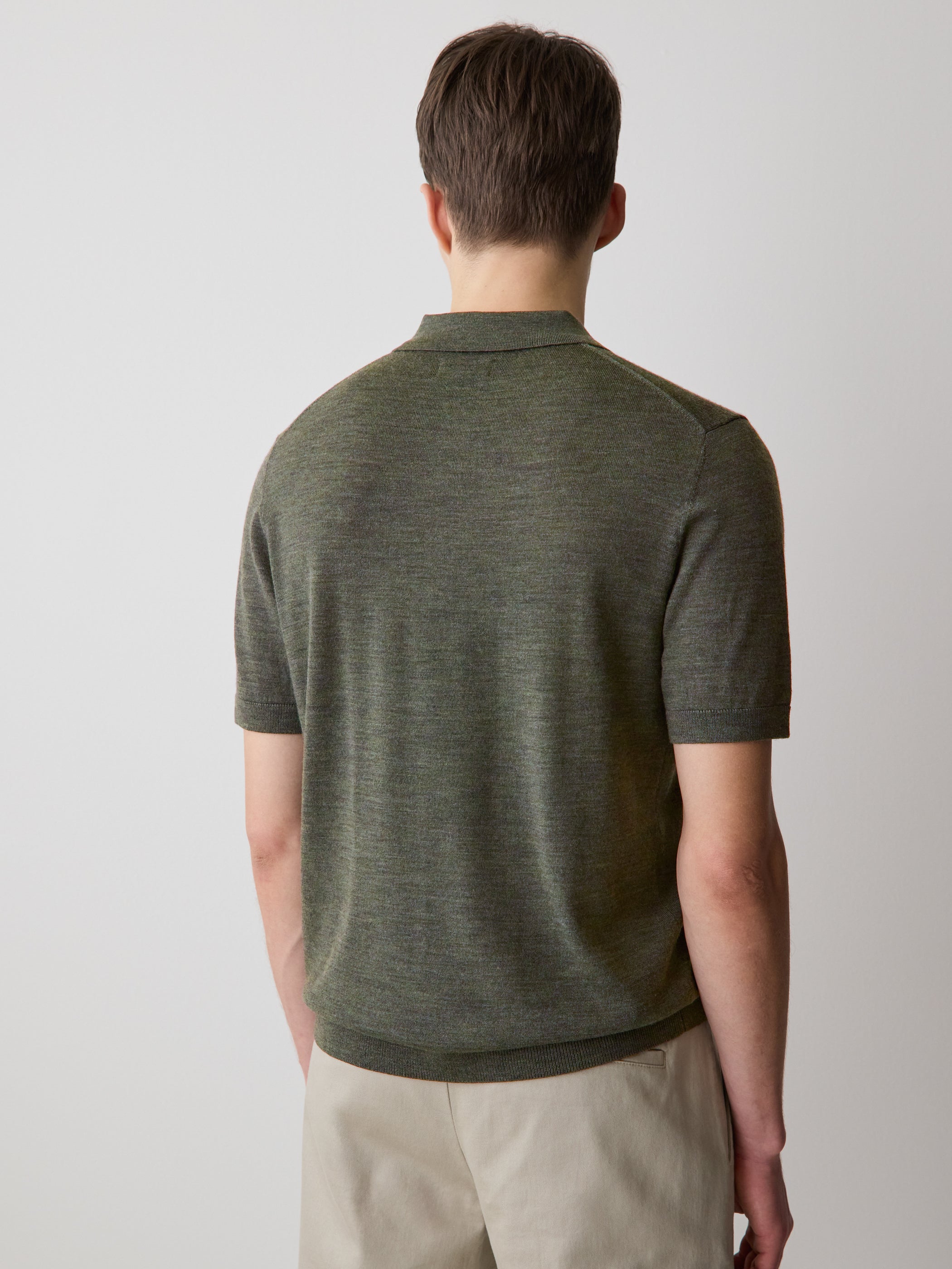 RW&CO Merino-Wool Short-Sleeve Polo Sweater