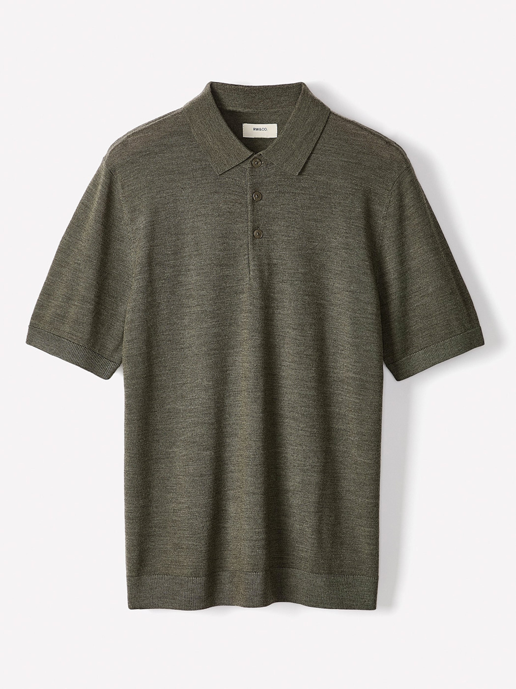 RW&CO Merino-Wool Short-Sleeve Polo Sweater