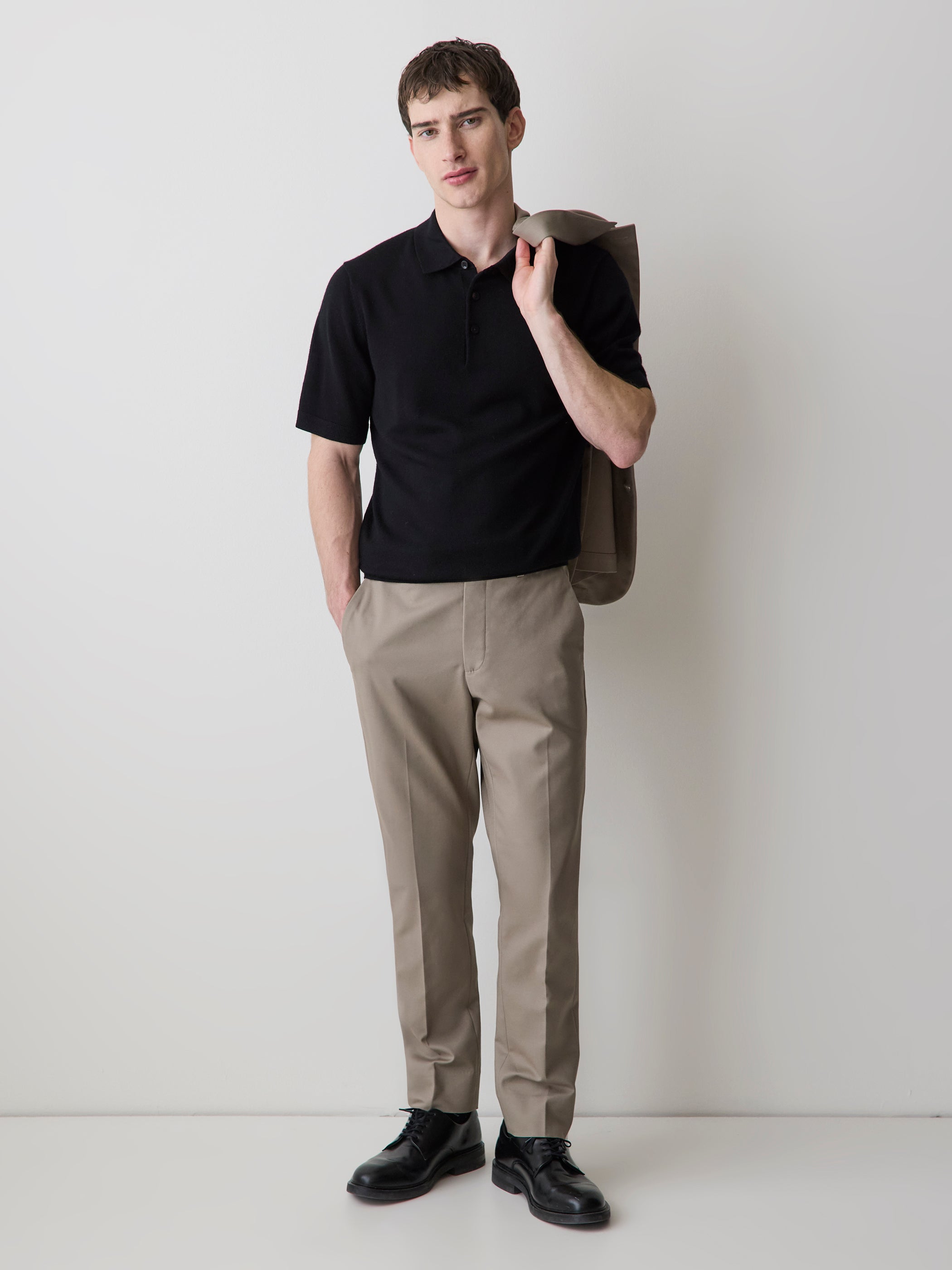 RW&CO Merino-Wool Short-Sleeve Polo Sweater
