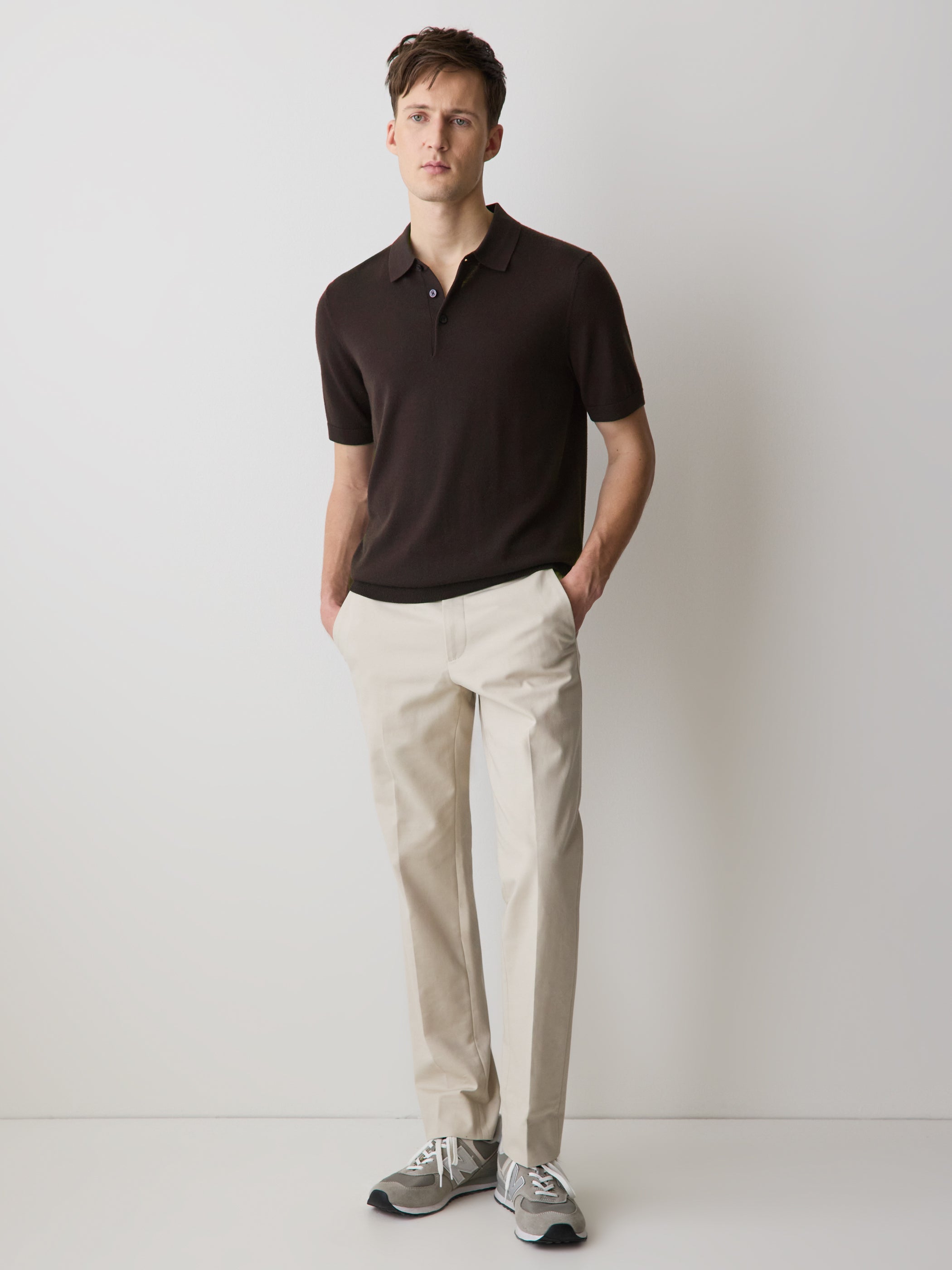 RW&CO Merino-Wool Short-Sleeve Polo Sweater