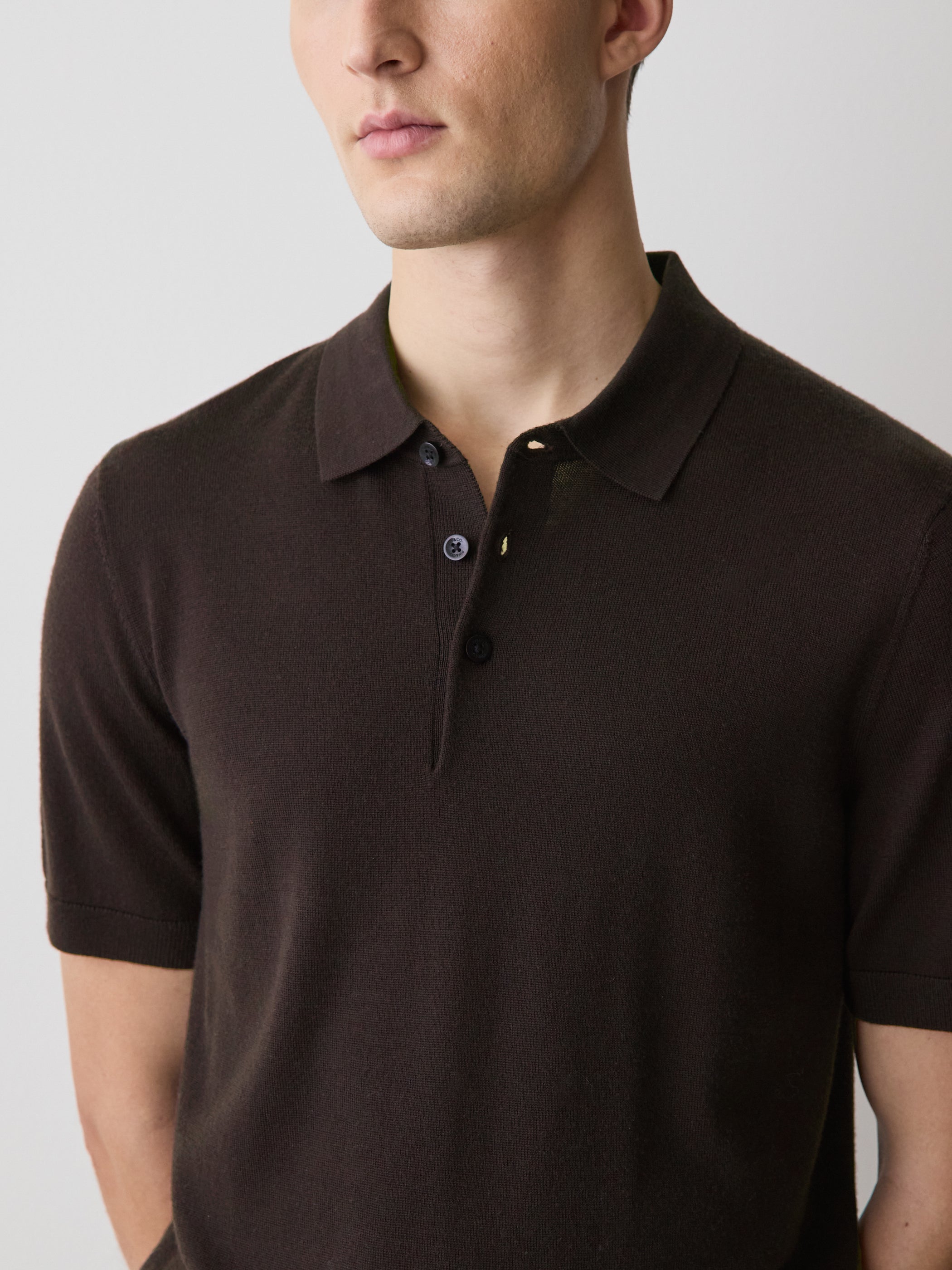 RW&CO Merino-Wool Short-Sleeve Polo Sweater