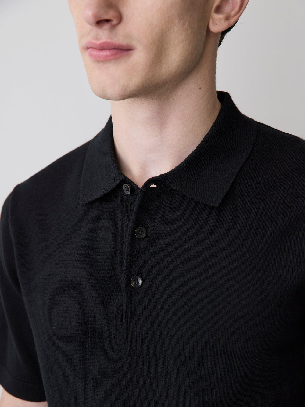 RW&CO Merino-Wool Short-Sleeve Polo Sweater