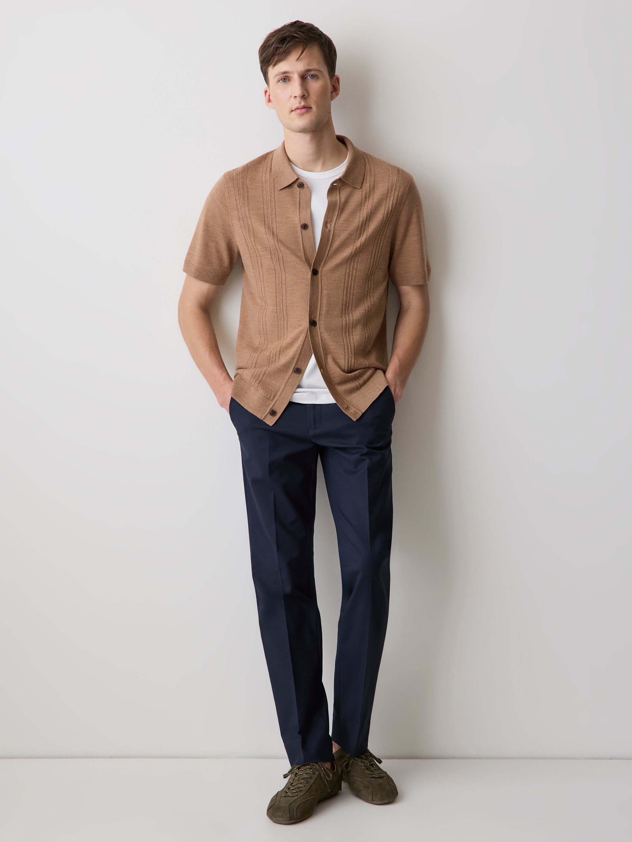 RW&CO Merino-Wool Short-Sleeve Shirt Sweater
