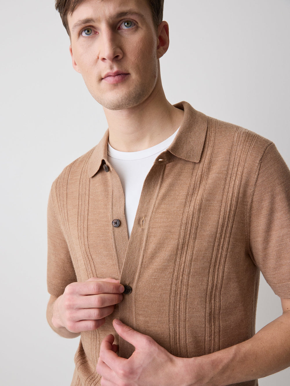 RW&CO Merino-Wool Short-Sleeve Shirt Sweater