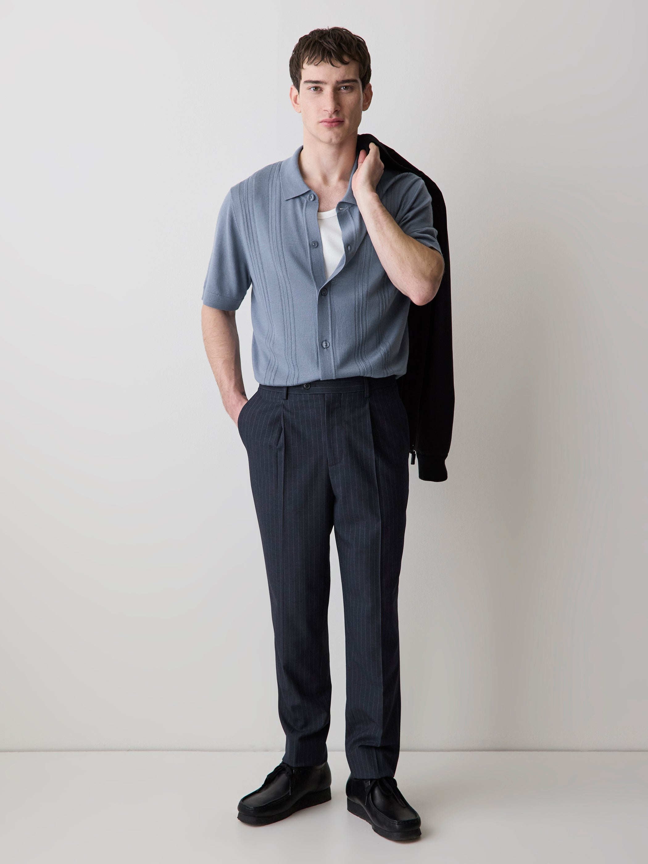 RW&CO Merino-Wool Short-Sleeve Shirt Sweater