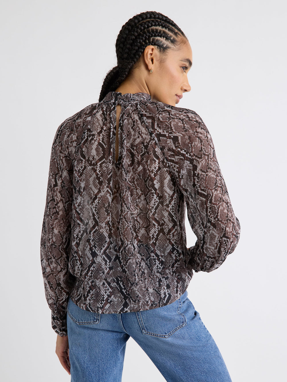 RW&CO Long-Sleeve Chiffon Popover Blouse