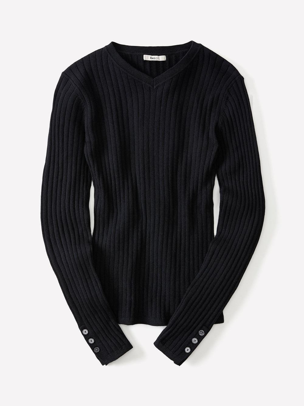 RW&CO V-Neck Sweater with Buttons on Sleeves