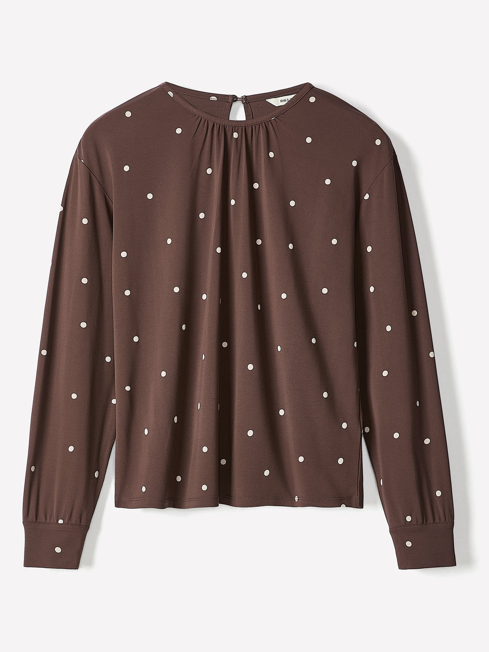 RW&CO Long-Sleeve Top with Shirred Crew Neckline