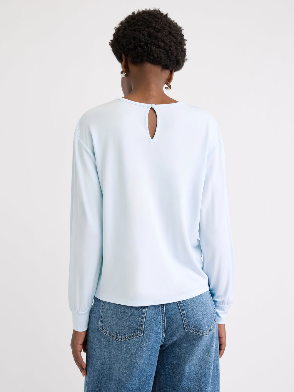 RW&CO Long-Sleeve Top with Shirred Crew Neckline