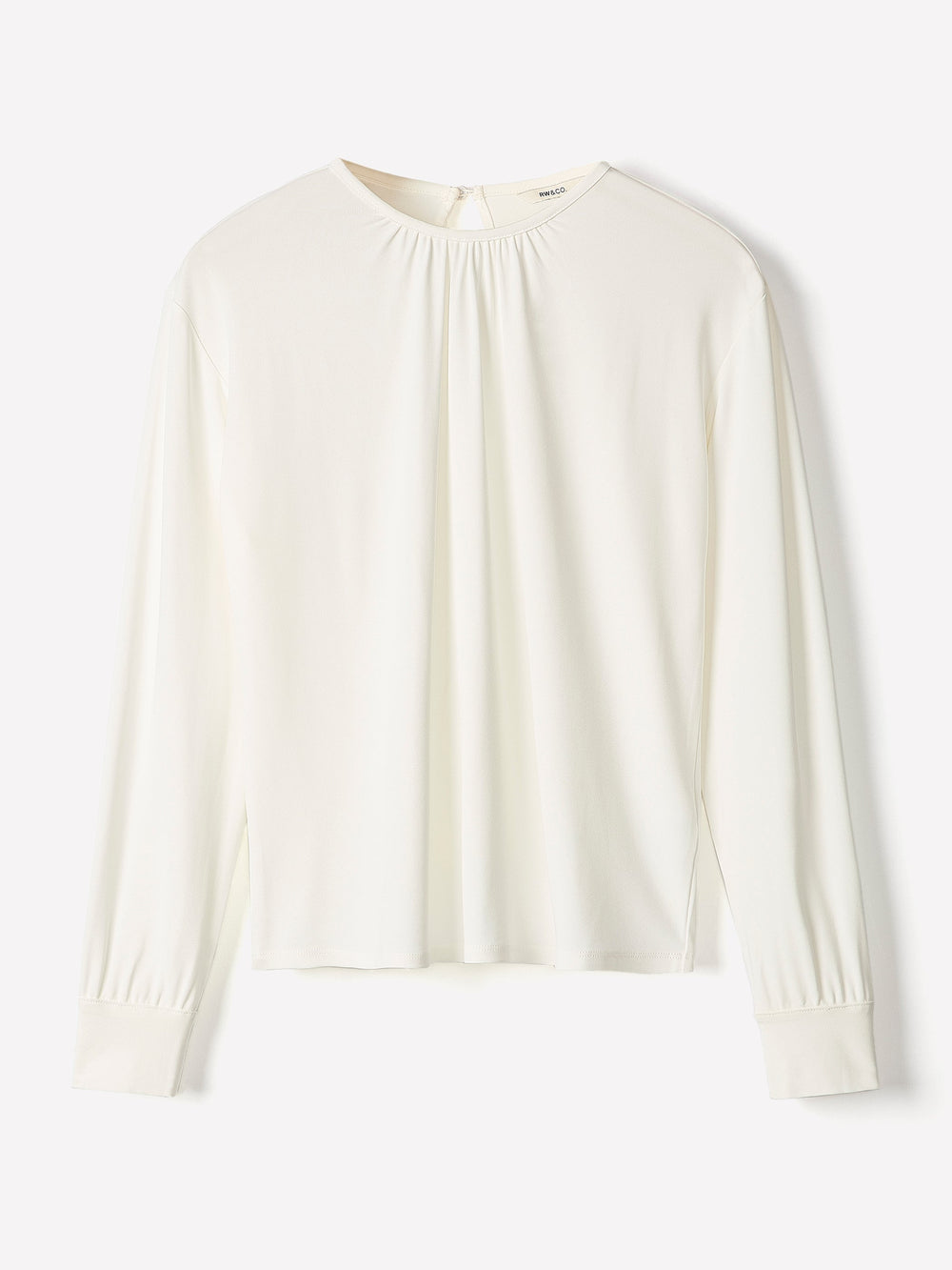 RW&CO Long-Sleeve Top with Shirred Crew Neckline