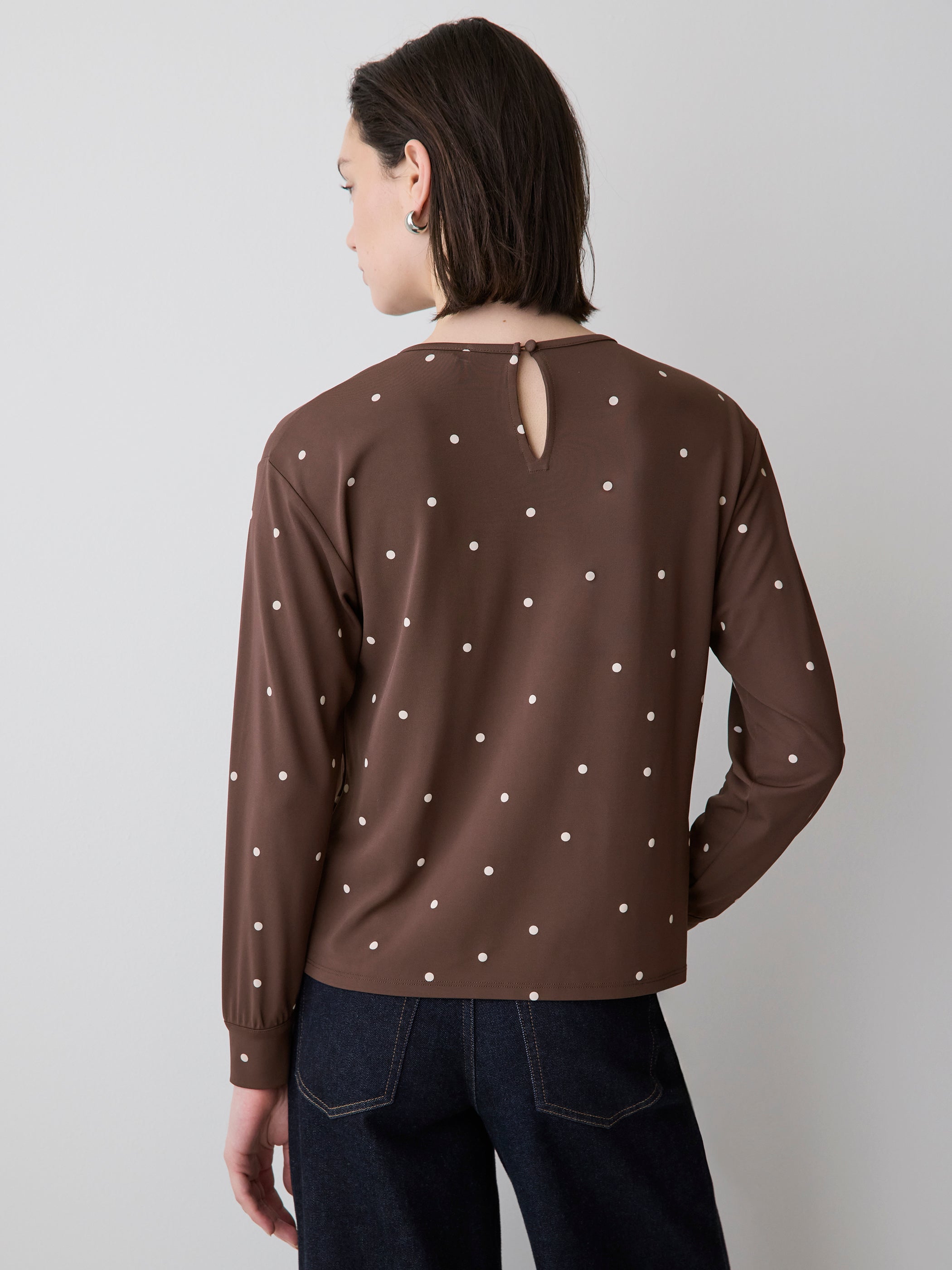 RW&CO Long-Sleeve Top with Shirred Crew Neckline