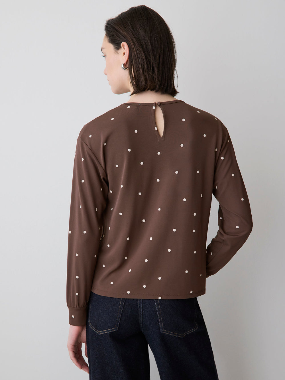 RW&CO Long-Sleeve Top with Shirred Crew Neckline