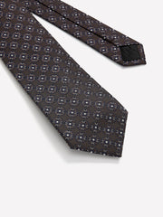 RW&CO Brown Regular Tie with Geometric Floral Pattern