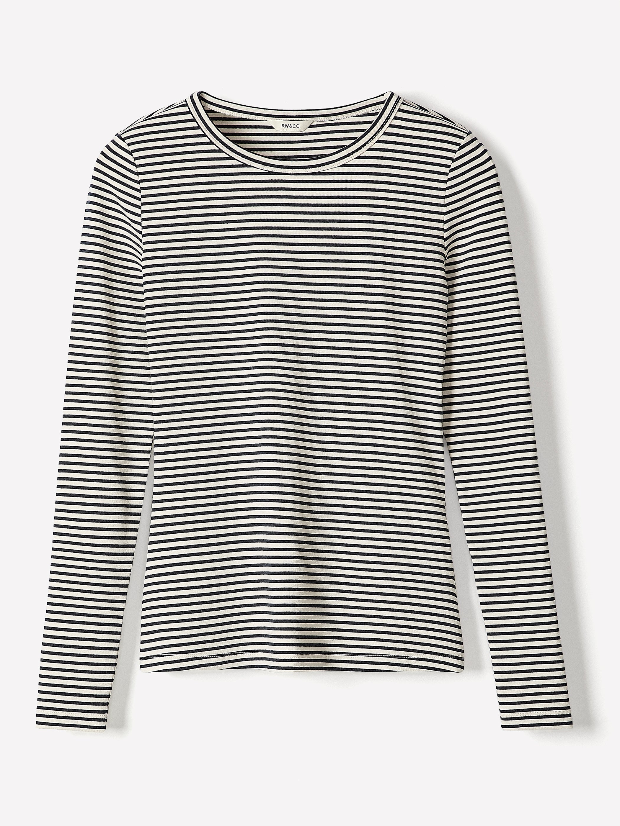 RW&CO Long-Sleeve Crew-Neck Fitted Ribbed Tee