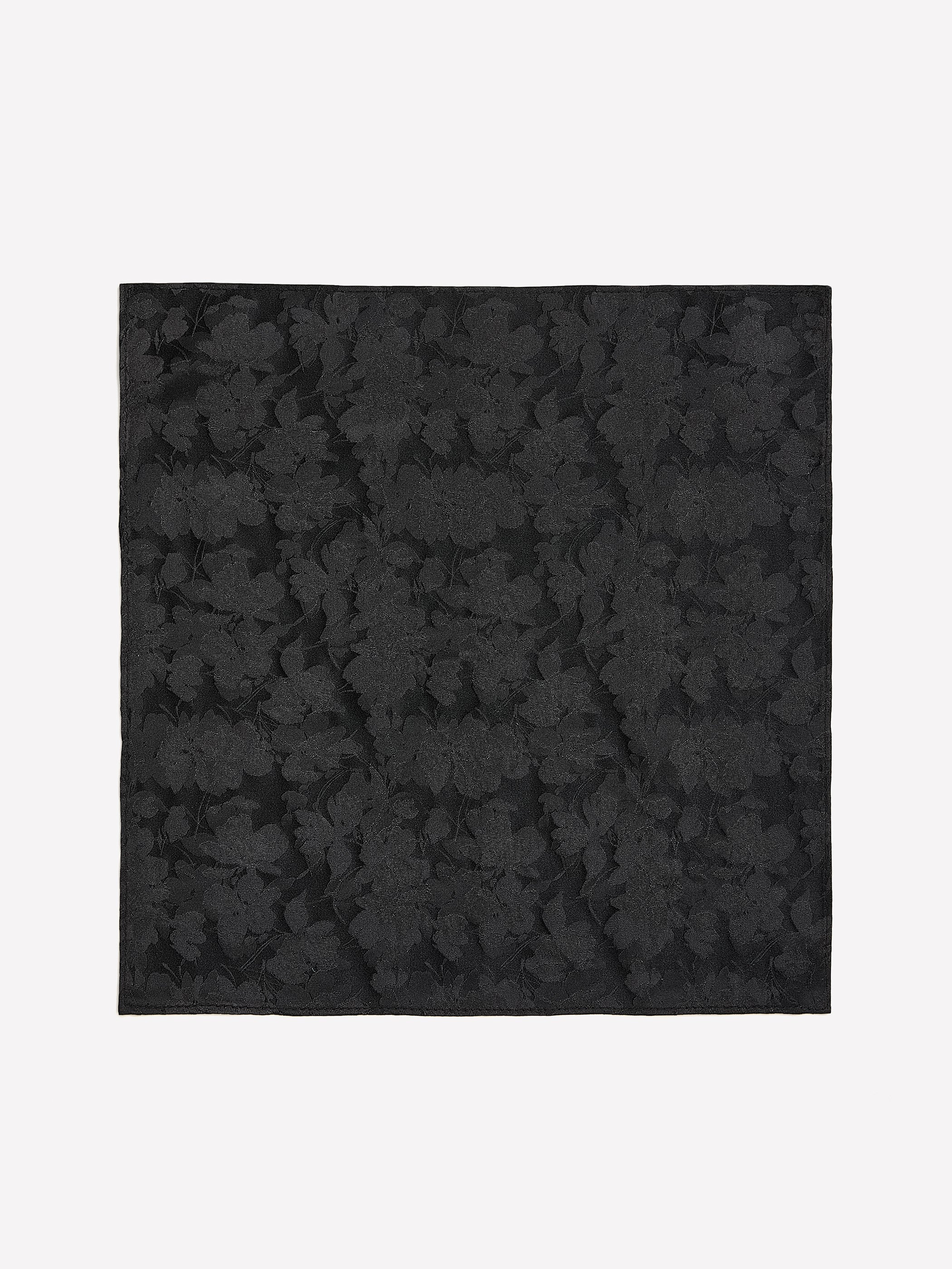 RW&CO Black Handkerchief with Tonal Floral Pattern