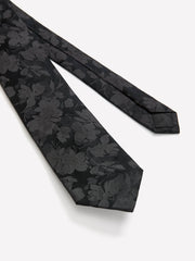 RW&CO Silk Floral Tie in Regular Black Tone