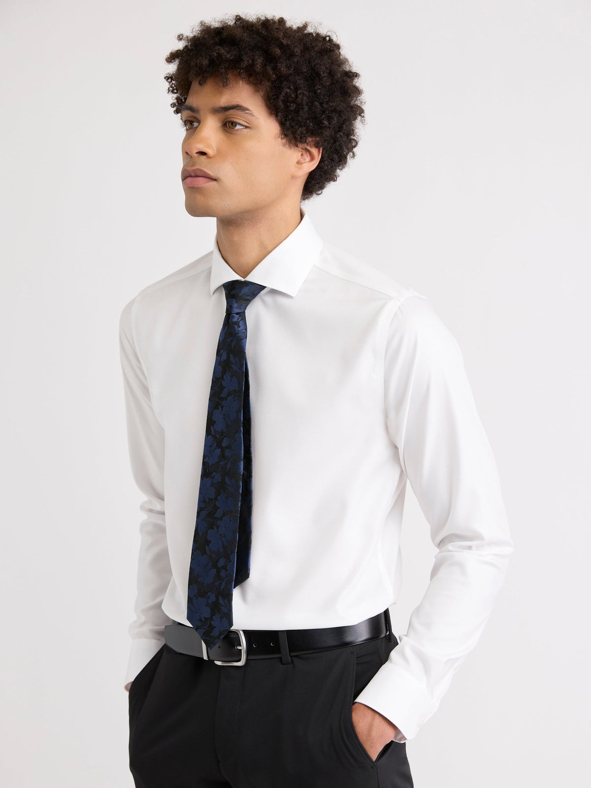 RW&CO Black Regular Tie with Floral Pattern