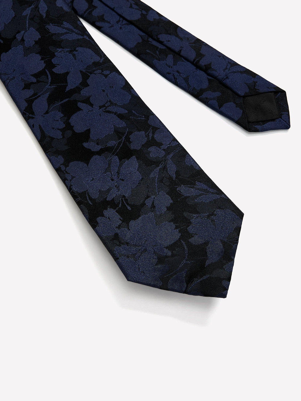 RW&CO Black Regular Tie with Floral Pattern