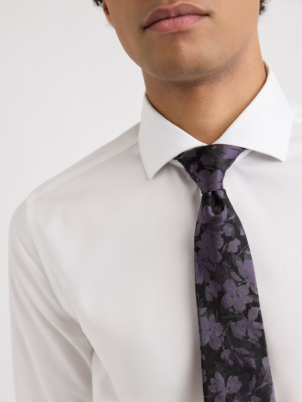 RW&CO Black Regular Tie with Floral Pattern
