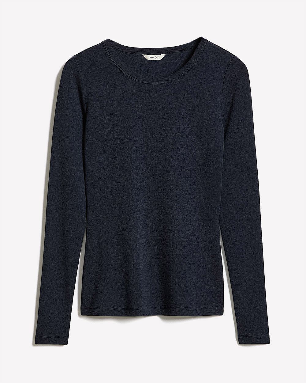 RW&CO Luxe Knit Long-Sleeve Crew-Neck Fitted Ribbed Tee