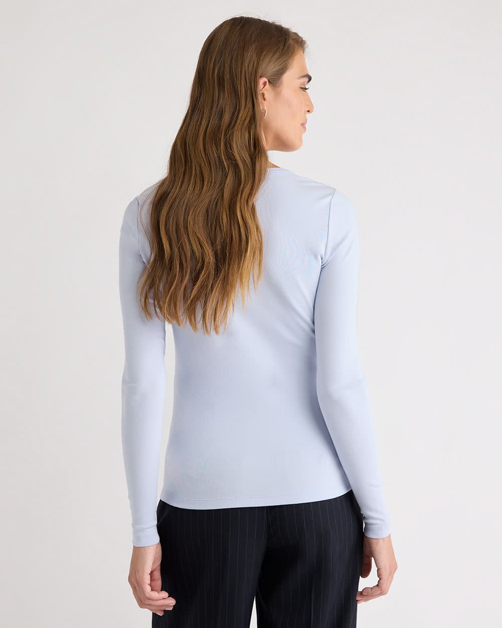 RW&CO Luxe Knit Long-Sleeve Crew-Neck Fitted Ribbed Tee