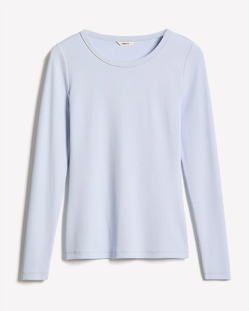 RW&CO Luxe Knit Long-Sleeve Crew-Neck Fitted Ribbed Tee