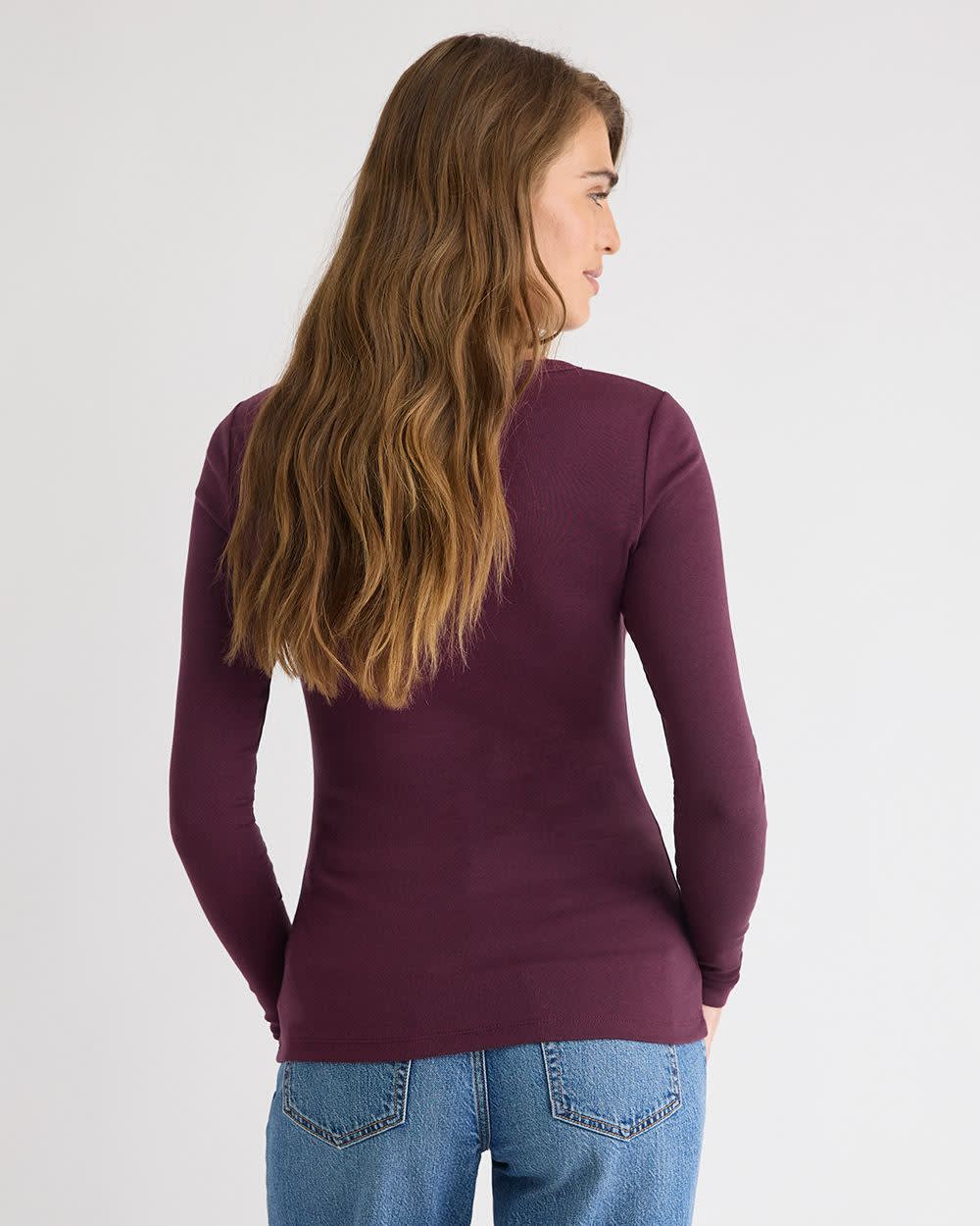 RW&CO Luxe Knit Long-Sleeve Crew-Neck Fitted Ribbed Tee