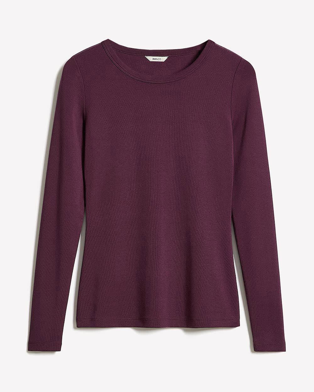 RW&CO Luxe Knit Long-Sleeve Crew-Neck Fitted Ribbed Tee