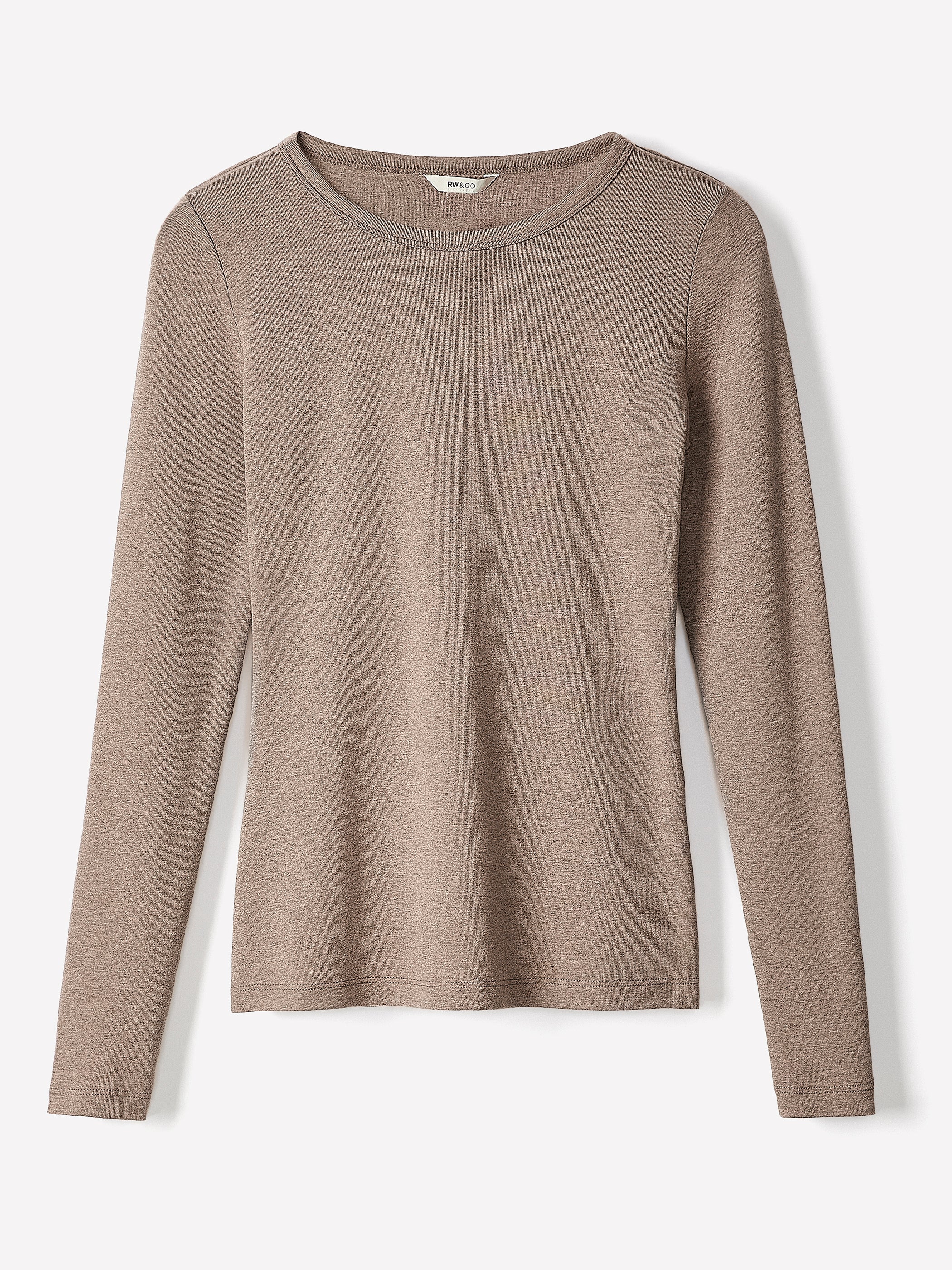 RW&CO Luxe Knit Long-Sleeve Crew-Neck Fitted Ribbed Tee