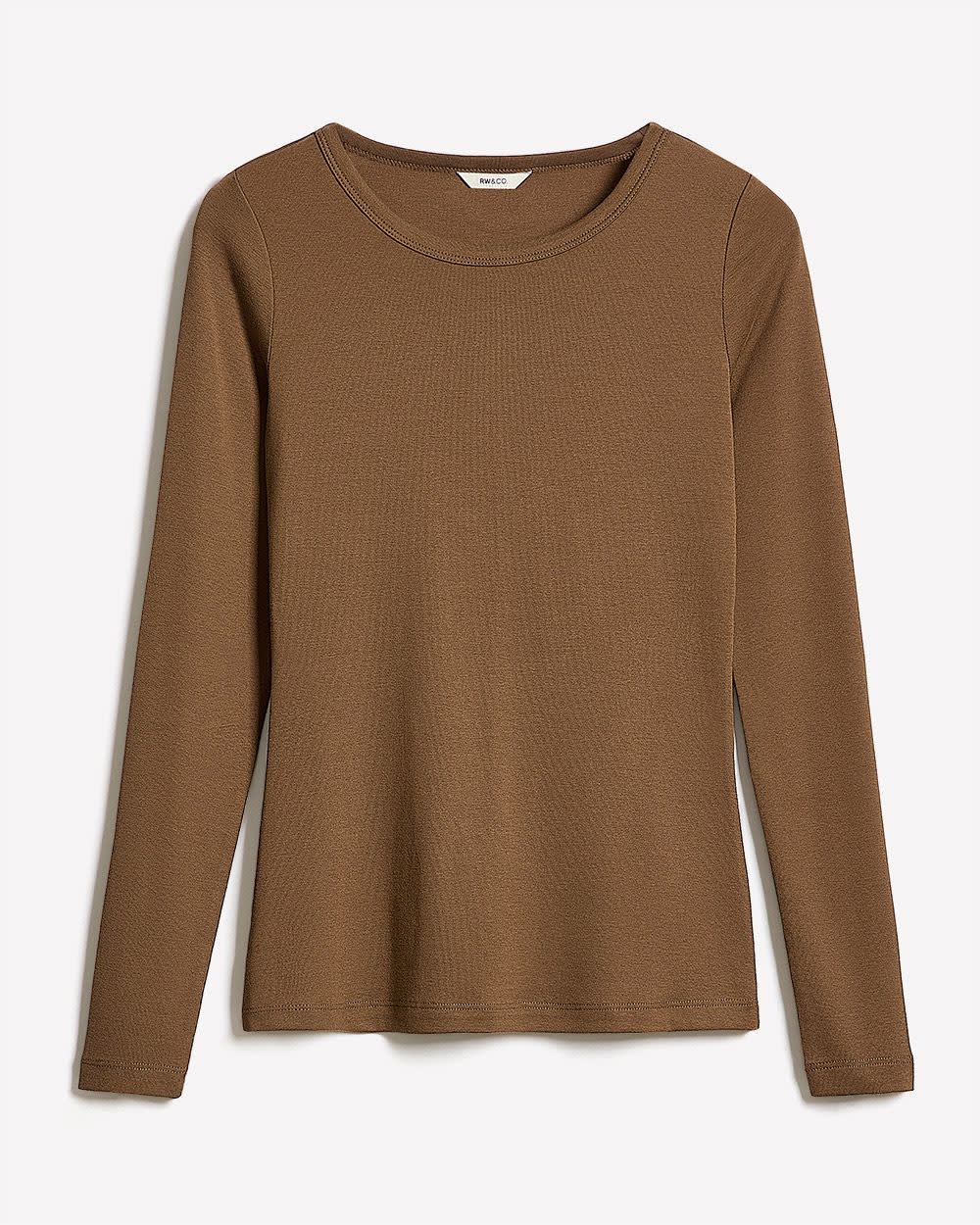 RW&CO Luxe Knit Long-Sleeve Crew-Neck Fitted Ribbed Tee
