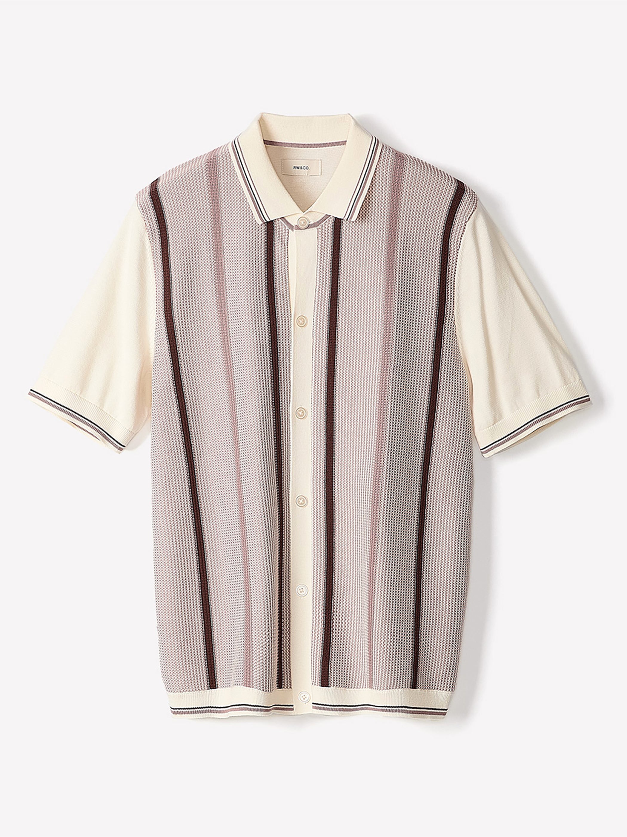 RW&CO Short-Sleeve Shirt Sweater with Vertical Stripes