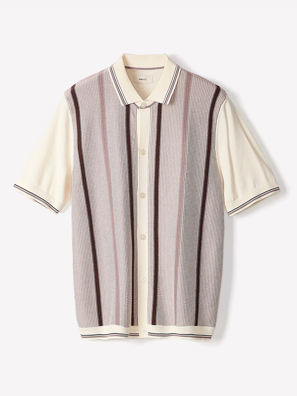 RW&CO Short-Sleeve Shirt Sweater with Vertical Stripes