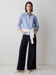 RW&CO Striped Buttoned-Down Cotton Blouse
