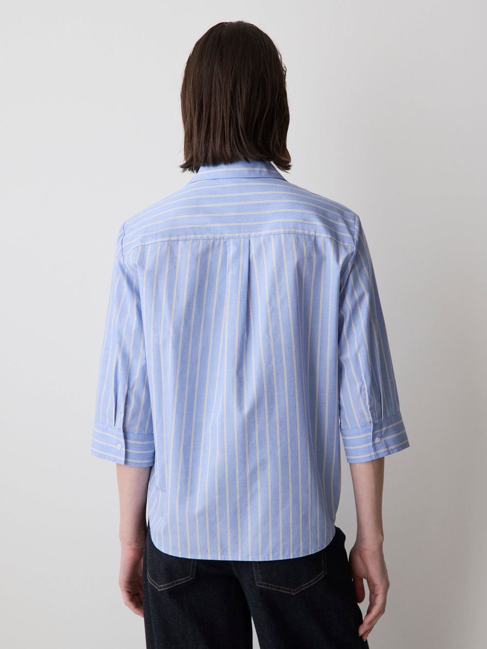 RW&CO Striped Buttoned-Down Cotton Blouse