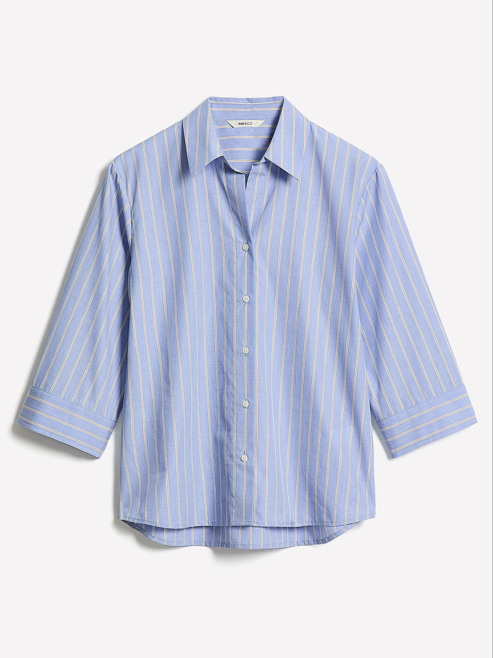 RW&CO Striped Buttoned-Down Cotton Blouse