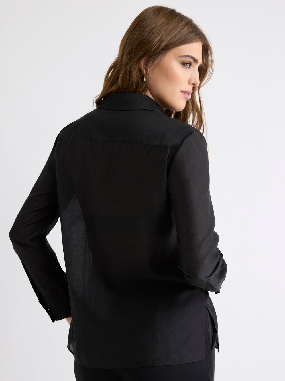 RW&CO Long-Sleeve Buttoned-Down Blouse with Rhinestones