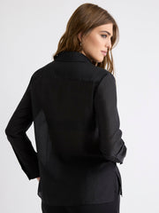 RW&CO Long-Sleeve Buttoned-Down Blouse with Rhinestones