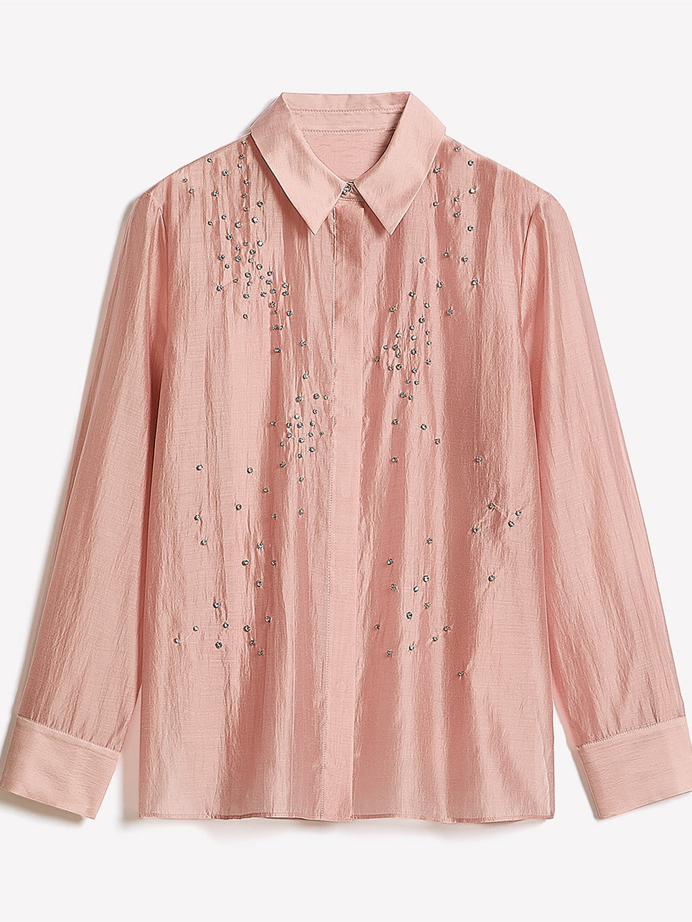 RW&CO Long-Sleeve Buttoned-Down Blouse with Rhinestones