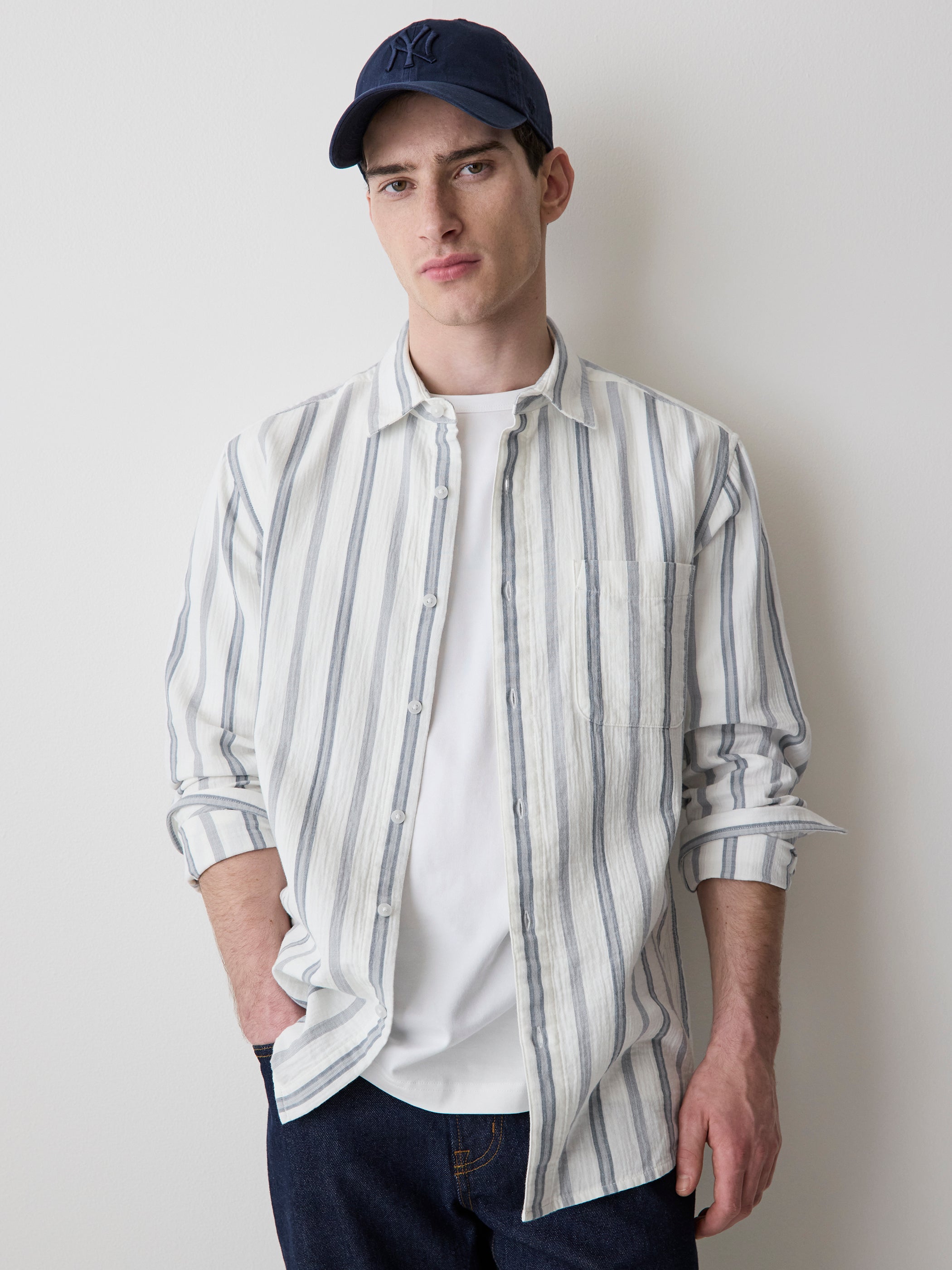 RW&CO Striped Long-Sleeve Gauze Shirt