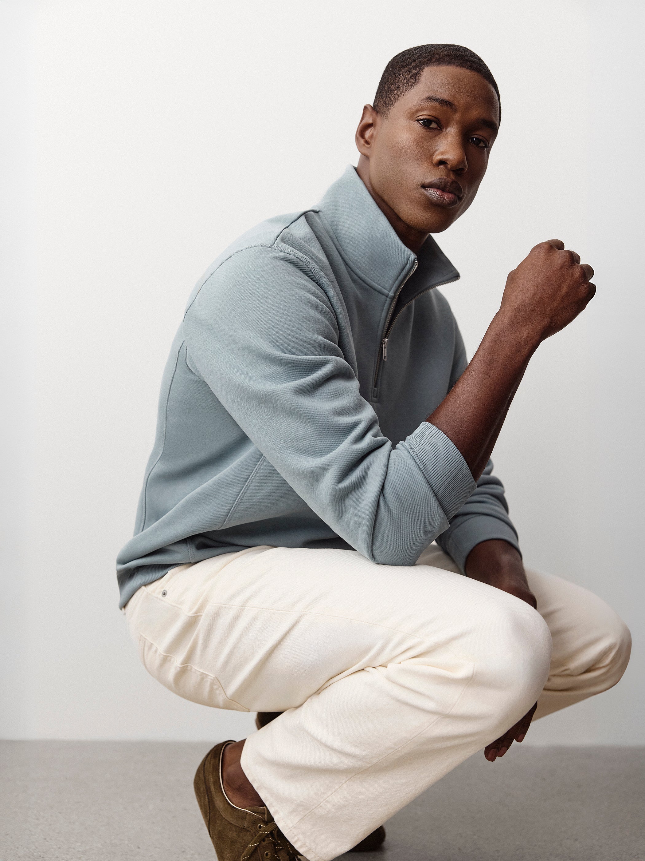 RW&CO Long-Sleeve Quarter-Zip Mock-Neck Sweater