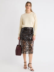 RW&CO High-Rise Sequin Midi Skirt