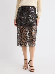 RW&CO High-Rise Sequin Midi Skirt