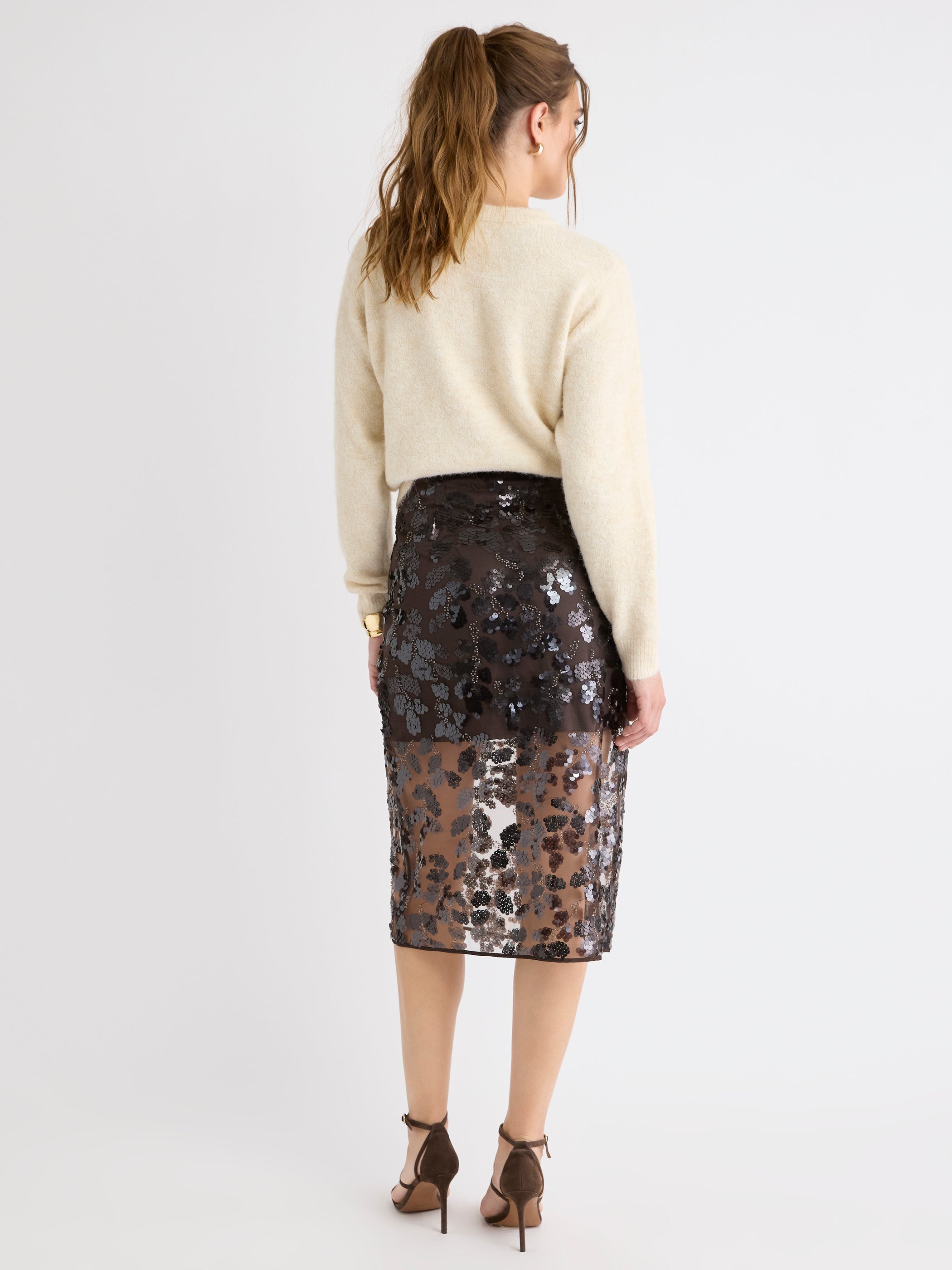 RW&CO High-Rise Sequin Midi Skirt