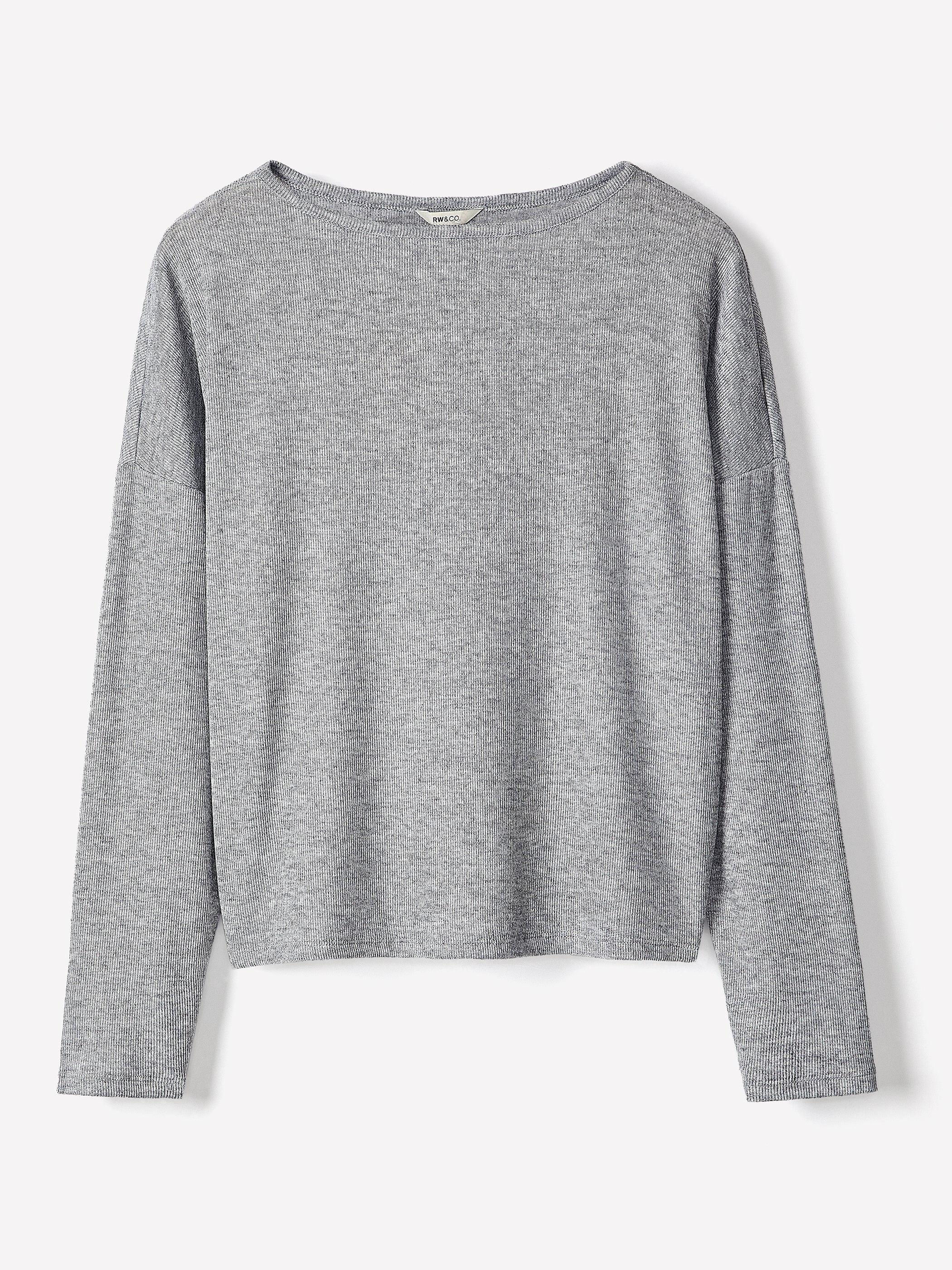 RW&CO Long-Sleeve Crew-Neck Ribbed Top