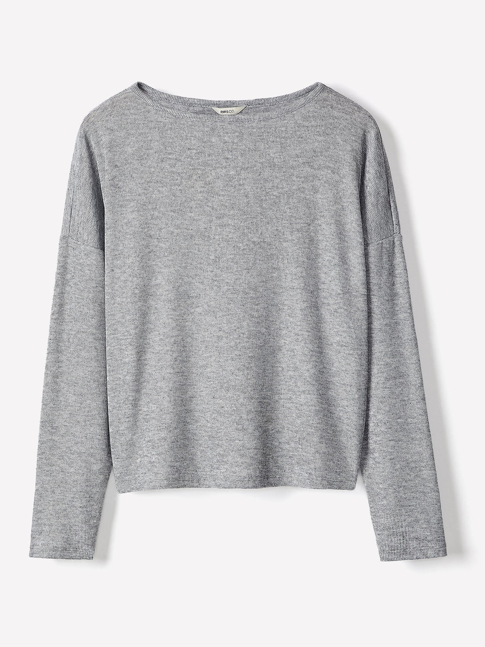 RW&CO Long-Sleeve Crew-Neck Ribbed Top