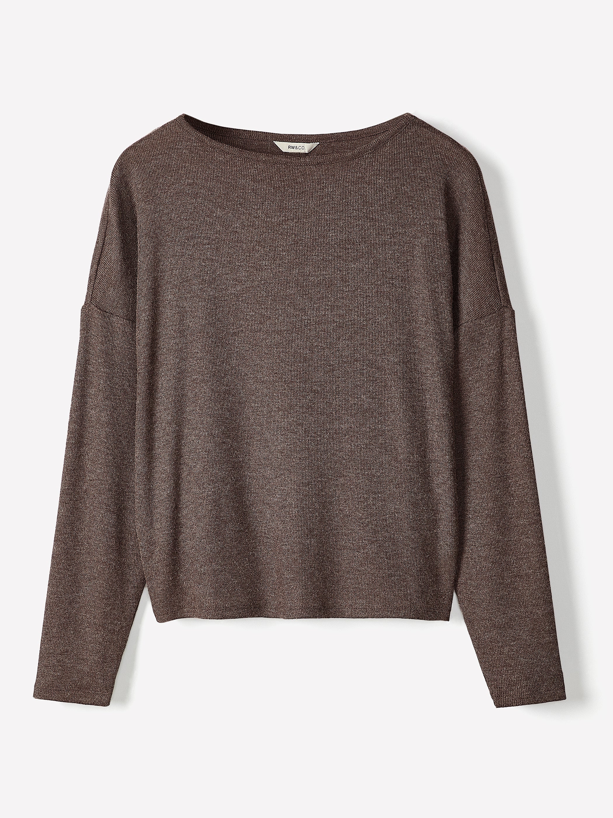 RW&CO Long-Sleeve Crew-Neck Ribbed Top
