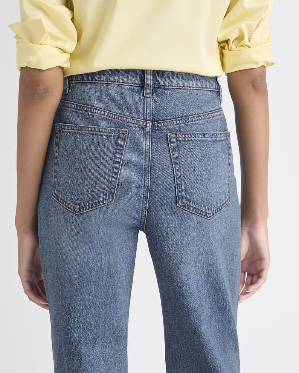 RW&CO Long Medium-Wash Straight-Leg Jeans
