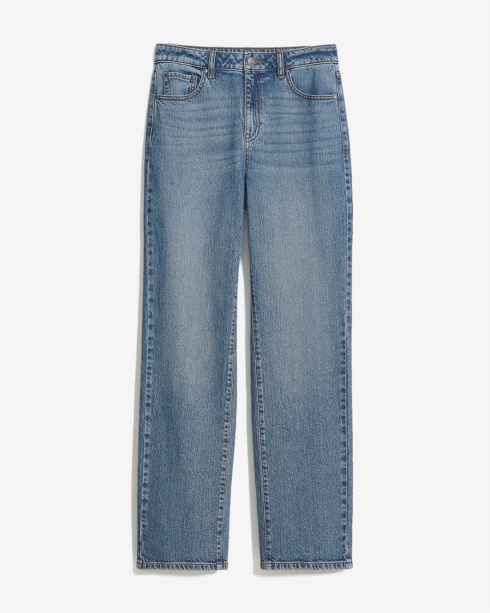 RW&CO Long Medium-Wash Straight-Leg Jeans
